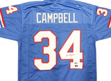 HOUSTON OILERS EARL CAMPBELL AUTOGRAPHED BLUE JERSEY BECKETT BAS QR 237061
