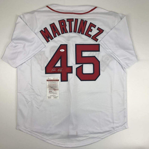 Autographed/Signed Pedro Martinez Boston White Baseball Jersey JSA COA