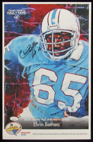 Elvin Bethea HOF Signed/Inscribed 11x17 Lithograph Houston Oilers JSA 210077