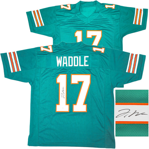 MIAMI DOLPHINS JAYLEN WADDLE AUTOGRAPHED SIGNED TEAL JERSEY JSA STOCK #222014