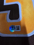 FRAMED SAN DIEGO PADRES JACKSON MERRILL AUTOGRAPHED SIGNED JERSEY BECKETT HOLO