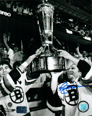 Rick Middleton Boston Bruins Signed 8x10 Photo with Ray Bourque Wales Trophy JSA