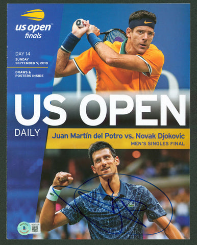 Novak Djokovic Authentic Signed 2018 US Open Daily Program Cover BAS #BG83126