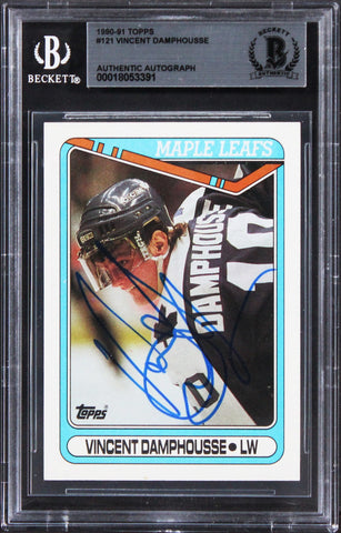 Maple Leafs Vincent Damphousse Authentic Signed 1990 Topps #121 Card BAS Slabbed
