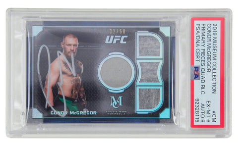 Conor McGregor Signed 2019 Topps UFC Museum Worn Relic /50 - PSA 6 Autograph 10