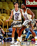 JOHN STOCKTON & KARL MALONE AUTOGRAPHED 8X10 PHOTO JAZZ BECKETT WITNESS 235780
