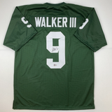 Autographed/Signed Kenneth Walker III Michigan State Green Jersey Beckett COA