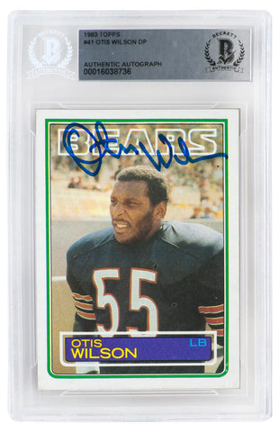 Otis Wilson Signed Bears 1983 Topps Rookie Football Card #41 - (Beckett Slabbed)