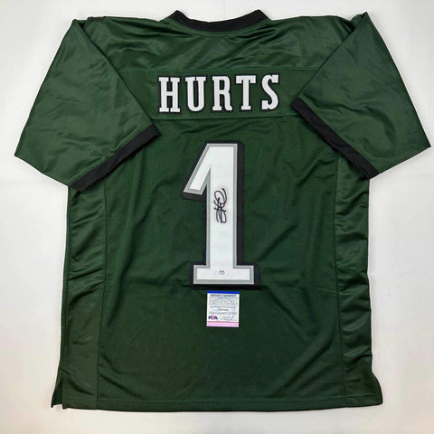 Autographed/Signed Jalen Hurts IMPERFECT #1 Philadelphia Green Jersey PSA COA