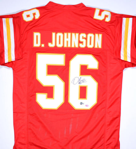 Derrick Johnson Autographed Red Pro Style Jersey- Beckett Hologram *Black