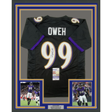 FRAMED Autographed/Signed ODAFE OWEH 33x42 Baltimore Black Football Jersey JSA C