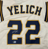 CHRISTIAN YELICH Signed Custom Replica Cream Brewers Jersey AUTO - BAS