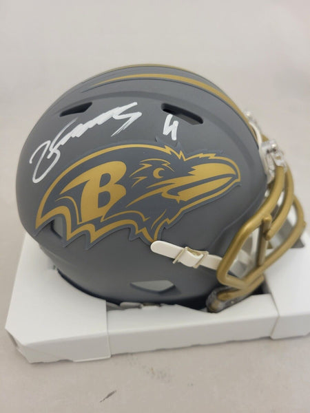 ZAY FLOWERS SIGNED BALTIMORE RAVENS SLATE SPEED MINI HELMET BECKETT