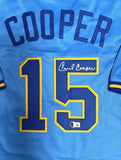 Brewers CECIL COOPER Signed Custom Replica Blue Milwaukee Jersey AUTO - BAS