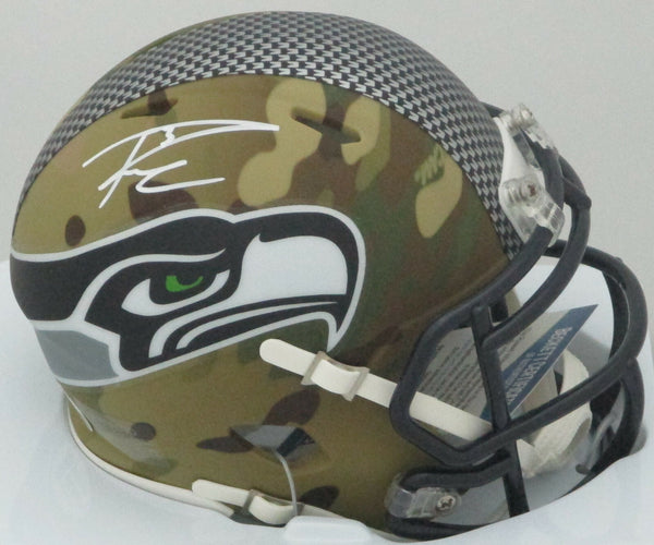 Seahawks RUSSELL WILSON Signed Riddell CAMO Speed Mini Helmet AUTO Badgers - BCA