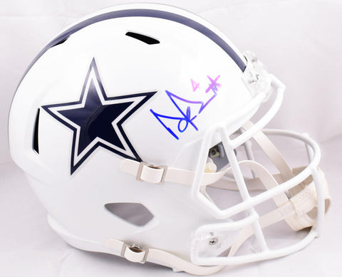 Dak Prescott Signed Cowboys F/S ALT 2022 Speed Helmet-Beckett W Holo *Light Blue