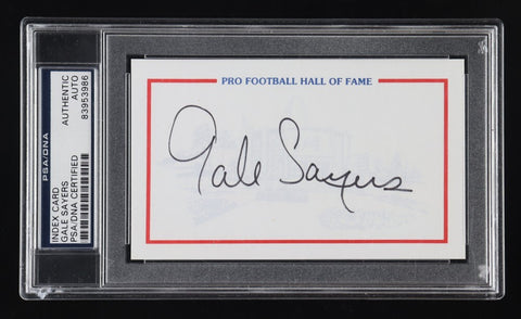 Gale Sayers Signed 3x5 Hall of Fame Index Card PSA 1965 Chicago Bears 1st Rnd Pk