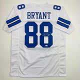 Autographed/Signed Dez Bryant Dallas White Football Jersey Beckett BAS COA