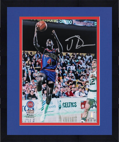 Framed Joe Dumars Detroit Pistons Signed 8" x 10" Layup vs. Boston Celtics Photo