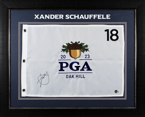 Xander Schauffele Signed & Framed 2023 PGA Championship Pin Flag BAS #BK02153
