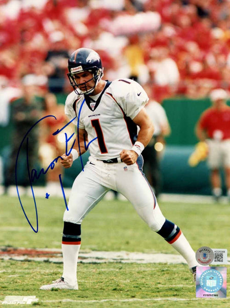 Jason Elam Autographed/Signed Denver Broncos 8x10 Photo Beckett 50527