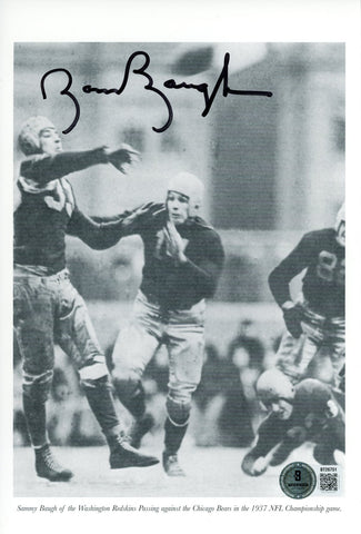 Sammy Baugh Autographed Washington Redskins 6x9" Photo B&W Beckett 56859