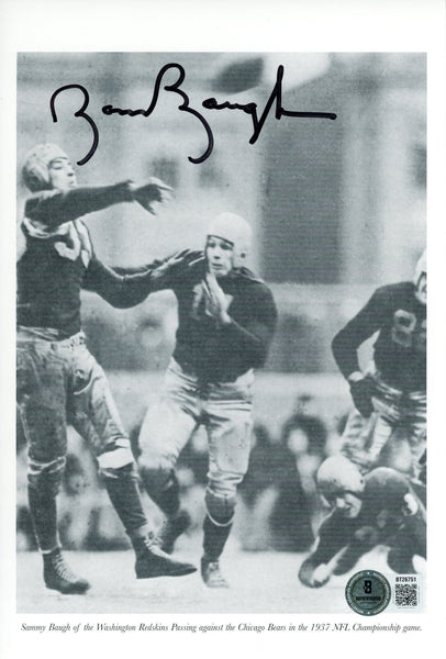 Sammy Baugh Autographed Washington Redskins 6x9" Photo B&W Beckett 56859