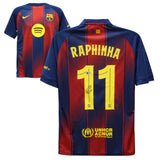 Raphinha Signed Barcelona Home Soccer Jersey #11 with Beckett COA