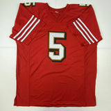 Autographed/Signed JEFF GARCIA San Francisco Red Football Jersey Beckett BAS COA