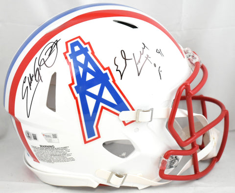 Eddie George Earl Campbell Signed Oilers F/S Speed Authentic Helmet- Fanatics BA
