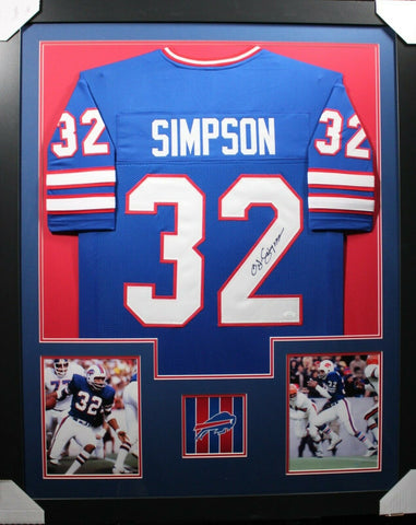 OJ O.J. SIMPSON (Bills blue TOWER) Signed Autographed Framed Jersey JSA