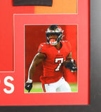 Bucky Irving Signed Tampa Bay Buccaneers 35x43 Framed Jersey (Beckett) R.B.