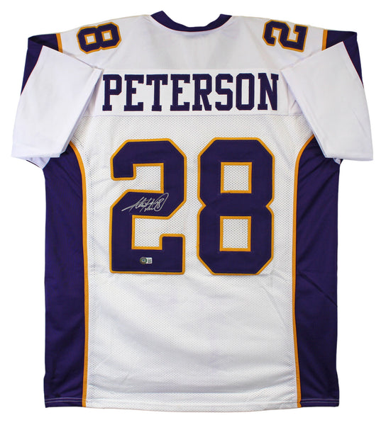 Adrian Peterson Authentic Signed White Pro Style Jersey BAS Witnessed 2