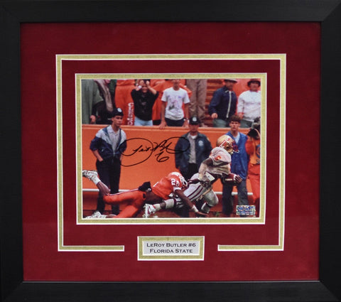 LEROY BUTLER SIGNED FLORIDA STATE SEMINOLES PUNTROOSKIE 8x10 FRAMED PHOTO COA