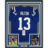 FRAMED Autographed/Signed TY HILTON 33x42 Indianapolis Blue Jersey JSA COA Auto