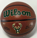Bucks MARQUES JOHNSON Signed Full Size Wilson Replica BUCKS LOGO Basketball AUTO