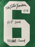 Tom Satch Sanders Signed Celtics Jersey 2xInscribed (JSA COA) 8xNBA Champion