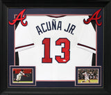 Ronald Acuna Jr. Authentic Signed White Pro Style Framed Jersey JSA 2