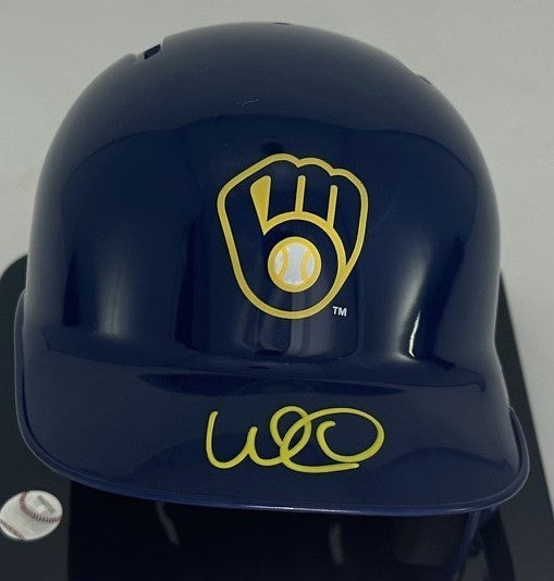 Milwaukee Brewers WILLIAM CONTRERAS Signed Rawlings BLUE Mini Helmet AUTO - BAS