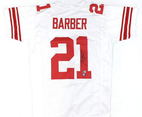 Tiki Barber Autographed White Pro Style Jersey - Beckett W Hologram *Black
