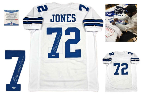 Ed Too Tall Jones Autographed SIGNED Custom Jersey - Beckett w/ Photo - White
