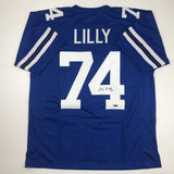 Autographed/Signed Bob Lilly Dallas Retro Blue Football Jersey Tristar COA Holo