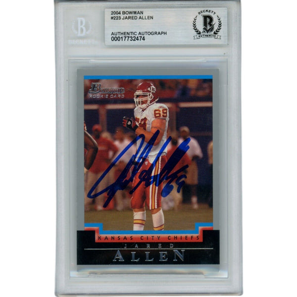 Jared Allen Autographed/Signed 2004 Bowman #223 Card KC Chiefs Beckett 49783