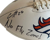 Chris Harris, Jr. & Aqib Talib Autographed Broncos White Panel Football BAS COA