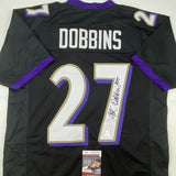 Autographed/Signed JK J.K. Dobbins Baltimore Black Football Jersey JSA COA Auto