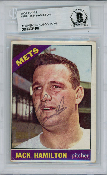 Jack Hamilton Autographed 1966 Topps #262 Trading Card Beckett Slab 38473