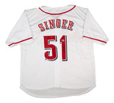 Brady Singer Cincinnati Signed White Baseball Jersey BAS