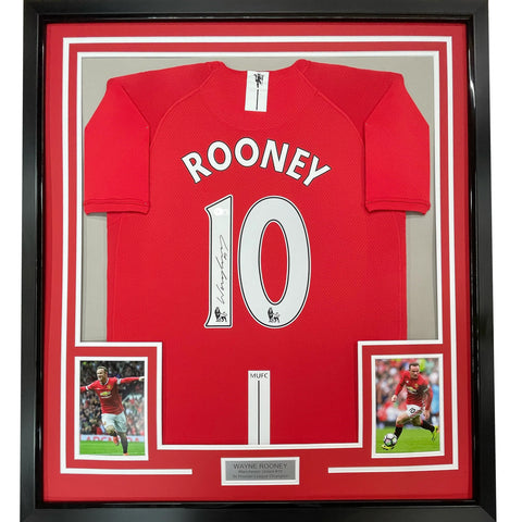 Framed Autographed/Signed Wayne Rooney 33x42 Man United Red 2008 Jersey BAS COA