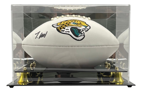 Travis Hunter Signed Jacksonville Jaguars Logo Football BAS w/ Case