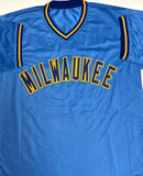 Brewers CECIL COOPER Signed Custom Replica Blue Milwaukee Jersey AUTO - BAS